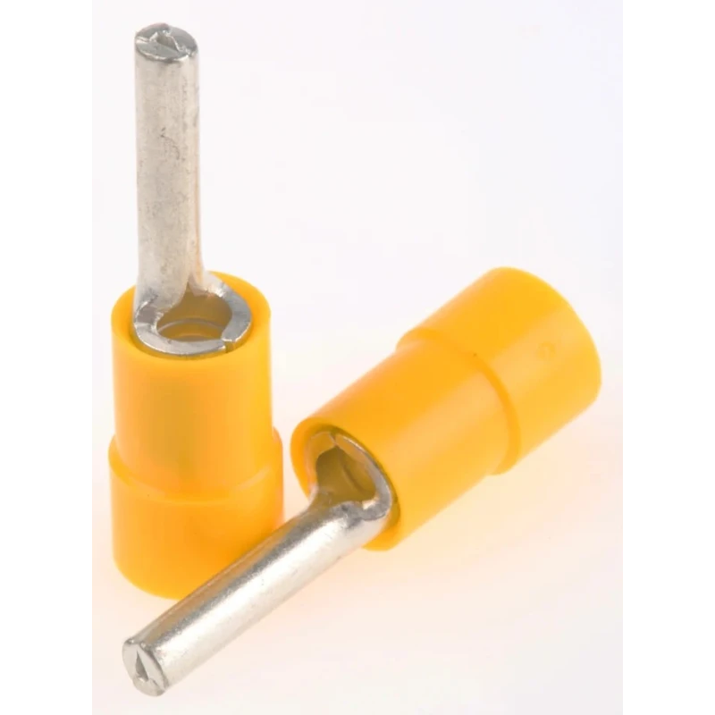 RS PRO Insulated Tin Crimp Pin Connector, 12 AWG to 10 AWG, 2.8 mm Pin Diameter, 14 mm Pin Length, Yellow 613-9665