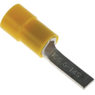 RS PRO Insulated Crimp Blade Terminal 14 mm Blade Length, 12 AWG to 10 AWG, Yellow 613-9823