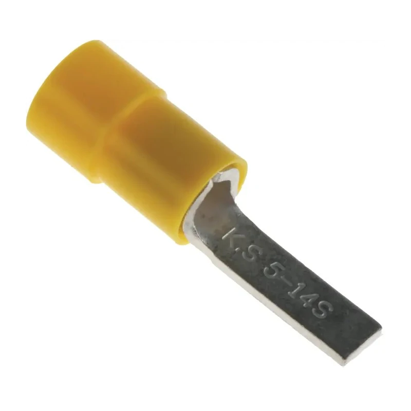 RS PRO Insulated Crimp Blade Terminal 14 mm Blade Length, 12 AWG to 10 AWG, Yellow 613-9823
