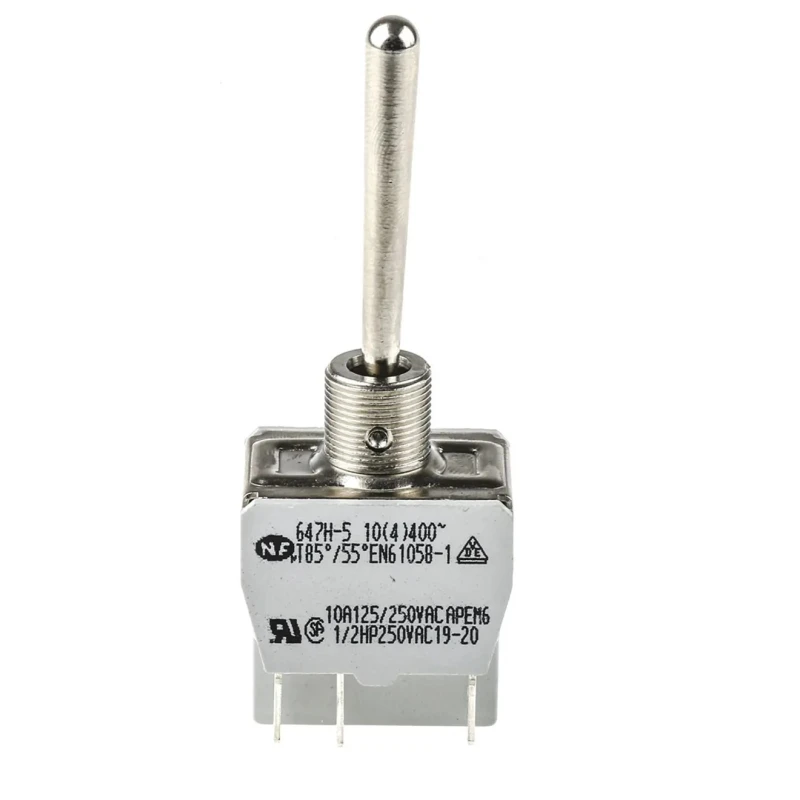 APEM Industrial Toggle Switch Panel Mount On-Off-On DPDT Solder Terminal 24 V DC 250 V AC 647H/2-5RS