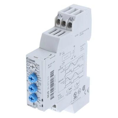 Crouzet Monitoring Relay, 1 Phase, 65 to 260 VAC/VDC Monitor Range, SPDT Contact Configuration, DIN Rail Mount 84872142