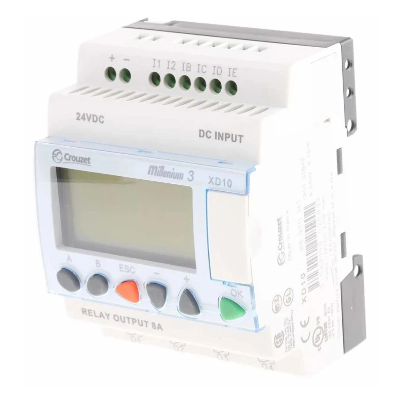 Crouzet Millenium 3 Series Logic Module 6-Input Analogue, Digital Input 4 Relay Outputs 8A 24V dc 88970141