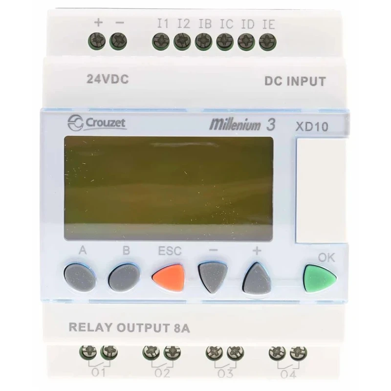 Crouzet Millenium 3 Series Logic Module 6-Input Analogue, Digital Input 4 Relay Outputs 8A 24V dc 88970141
