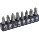 RS PRO Phillips, Pozidriv Screwdriver Bit Set 8 Pieces Chrome Vanadium Steel 25 mm Drive 615-9192