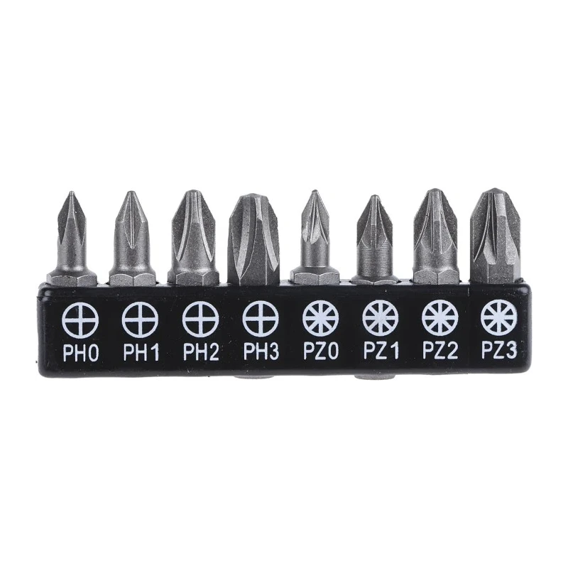 RS PRO Phillips, Pozidriv Screwdriver Bit Set 8 Pieces Chrome Vanadium Steel 25 mm Drive 615-9192