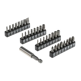 RS PRO Hex, Phillips, Slotted, Torx Screwdriver Bit Set 32 Pieces, Chrome Molybdenum Vanadium Steel, 1/4in Drive 615-9209