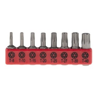 RS PRO Torx Screwdriver Bit Set 8 Pieces Chrome Vanadium Steel, 25 mm Drive Size 615-9215