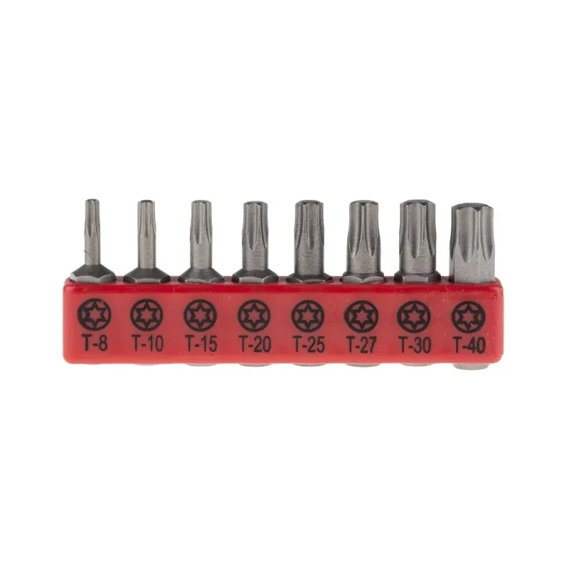 RS PRO Torx Screwdriver Bit Set 8 Pieces Chrome Vanadium Steel, 25 mm Drive Size 615-9215