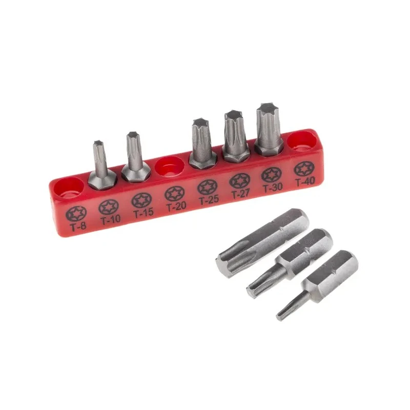 RS PRO Torx Screwdriver Bit Set 8 Pieces Chrome Vanadium Steel, 25 mm Drive Size 615-9215