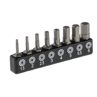 RS PRO Hex, Hex Screwdriver Bit Set 8 Pieces Chrome Vanadium Steel Molybdenum Steel 25mm 615-9221