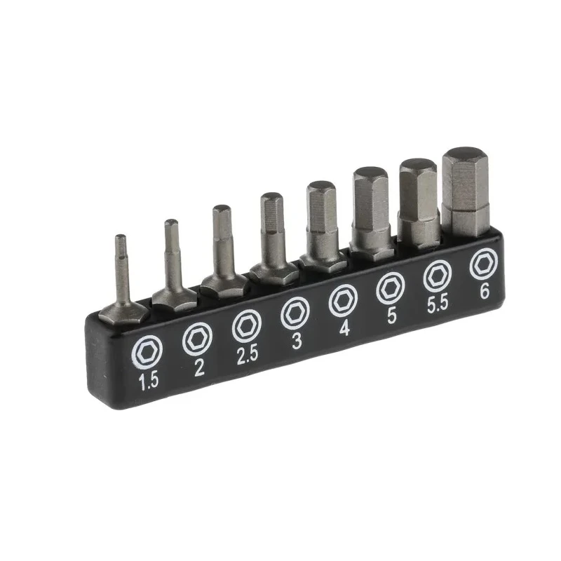 RS PRO Hex, Hex Screwdriver Bit Set 8 Pieces Chrome Vanadium Steel Molybdenum Steel 25mm 615-9221