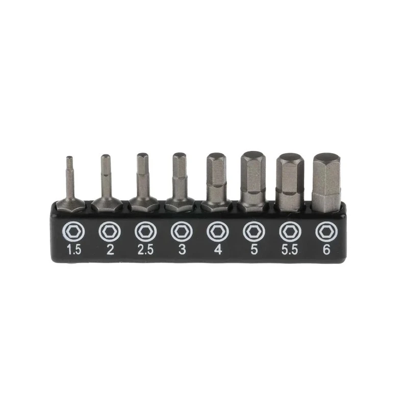 RS PRO Hex, Hex Screwdriver Bit Set 8 Pieces Chrome Vanadium Steel Molybdenum Steel 25mm 615-9221