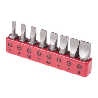 RS PRO Hex Slotted Screwdriver Bit Set 8 Pieces Chrome Vanadium Molybdenum Steel 25mm 615-9243