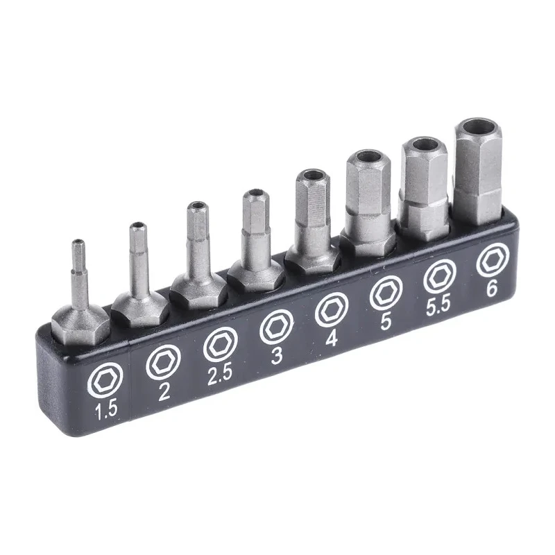 RS PRO Tamperproof Hexagon Screwdriver Bit Set 8 Pieces, Chrome Molybdenum Vanadium Steel, 25mm 1/4 Inch Hex Drive 615-9237