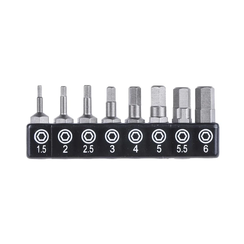 RS PRO Tamperproof Hexagon Screwdriver Bit Set 8 Pieces, Chrome Molybdenum Vanadium Steel, 25mm 1/4 Inch Hex Drive 615-9237
