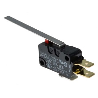 Omron Long Hinge Lever Microswitch, Tab Terminal, 16A, 250 V AC, SPDT, IP40 D3V-163-1C5