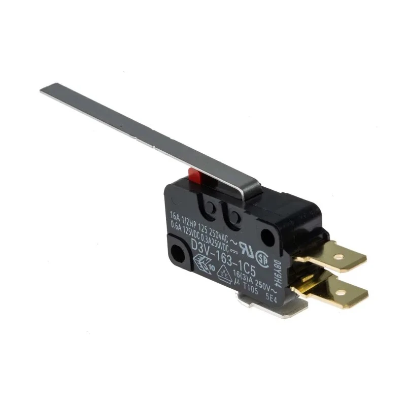 Omron Long Hinge Lever Microswitch, Tab Terminal, 16A, 250 V AC, SPDT, IP40 D3V-163-1C5