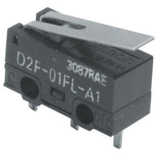 Omron Ultra Sub-Miniature Roller Lever Micro Switch, PCB Terminal, SPDT, 100mA, 30V DC, Snap-In Latch D2F-01L2