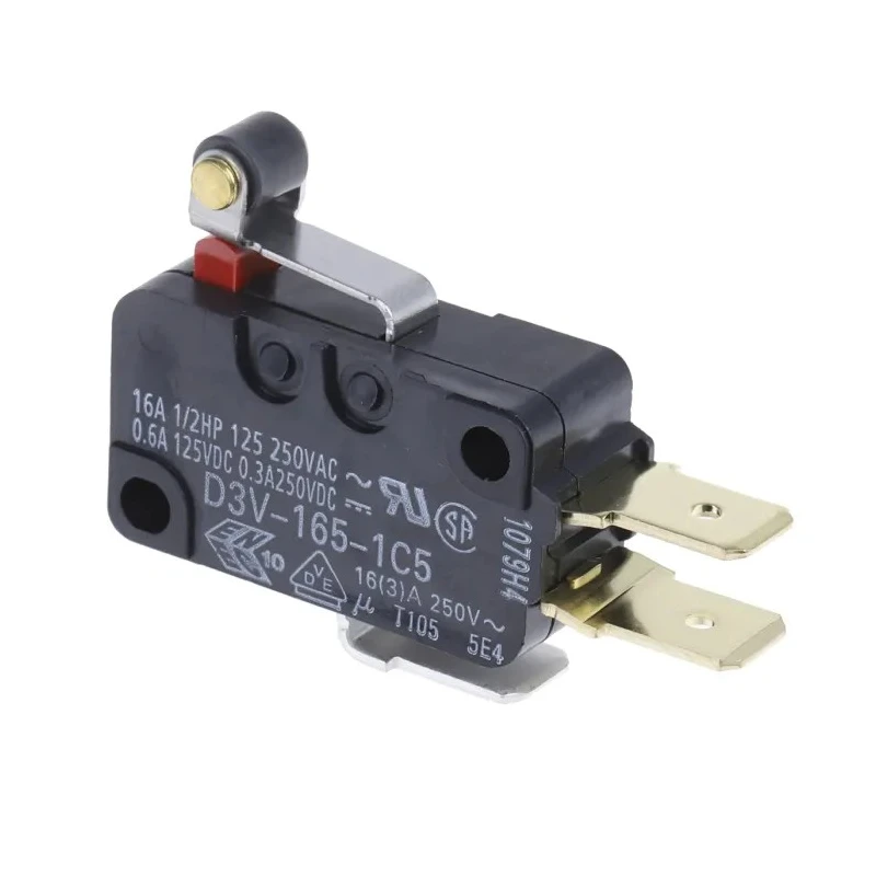 Omron Short Roller Lever Micro Switch, Tab Terminal, 16A, 250 V AC/DC, SPDT, IP40 D3V-165-1C5