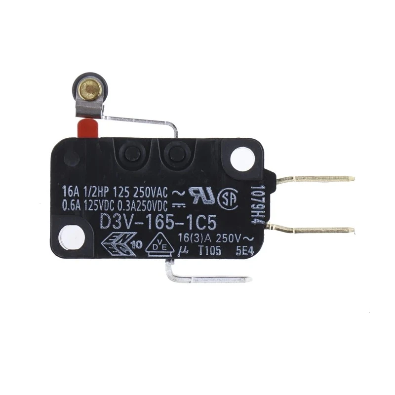 Omron Short Roller Lever Micro Switch, Tab Terminal, 16A, 250 V AC/DC, SPDT, IP40 D3V-165-1C5