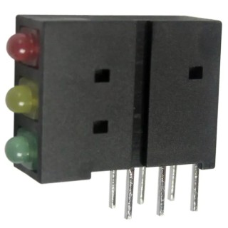 Kingbright Yellow Right Angle PCB LED Indicator 3 mm (T-1), 3 LEDs, 2.5 V, Diffused Lens L-4060XHA/1I1Y1GD