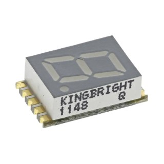 Kingbright 1 Digit 7 Segment LED Display Red 27mcd Right Side 7.6 mm KCSC03-105