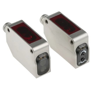 Omron Through Beam Photoelectric Sensor, Block Sensor, 15 m Detection Range, PNP Output, IP69K Stainless Steel E3ZM-T86
