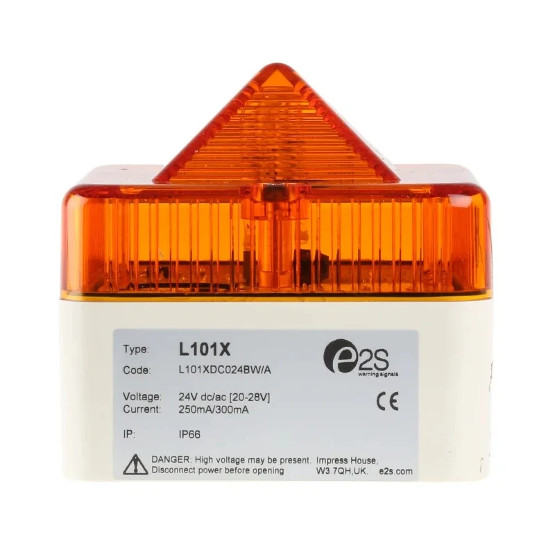 e2s Amber Xenon Flashing Surface Beacon 230V AC/DC, White Housing, IP66 