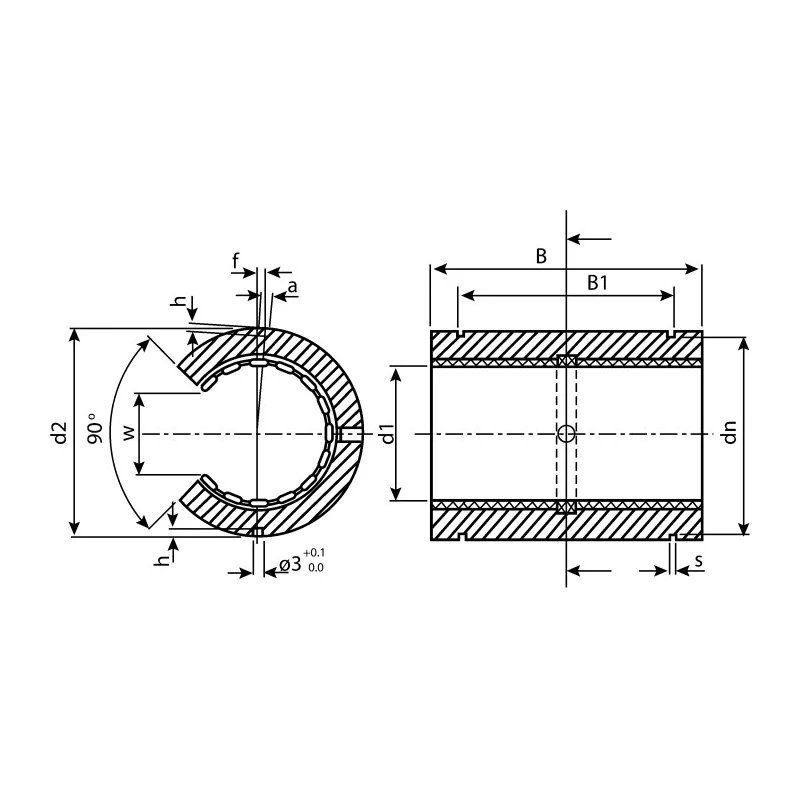 Igus Open Aluminium Housing Linear Bearing with 25 mm ID, 40 mm OD, 58 mm Length, Dynamic Load Rating 3625N OJUM-01-25