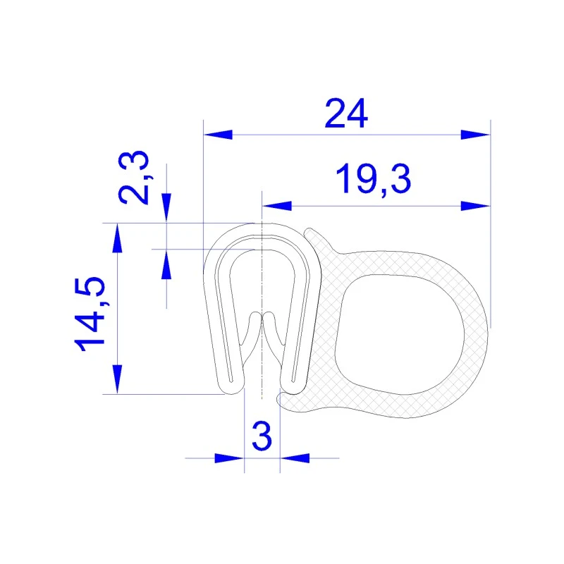 RS PRO Black Ethylene Propylene Diene Monomer Edge Protection Strip 20m 25mm Width 17.5mm Height 619-1590