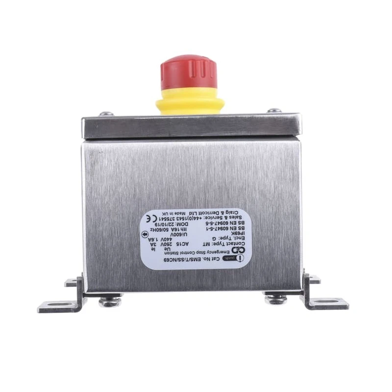 Craig & Derricott EMS Series Twist Release Emergency Stop Push Button Surface Mount 1 NC IP65 EMS/T/SS/NC69