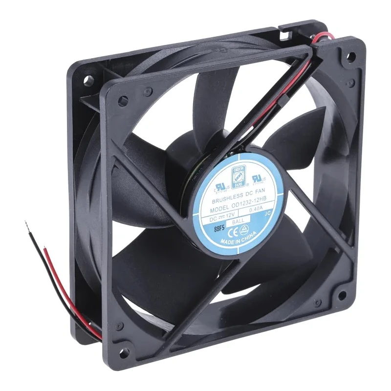 RS PRO Axial Fan 12V DC 203.9 m³/h Air Flow 1.44 W Power 600 mA Max Current IP44 Protection 120 mm Frame Size IP44