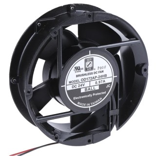 RS PRO Axial Fan 24V DC 399.3 m³/h Air Flow 23W Power 970 mA Current 172mm x 172mm x 51mm Ball Bearing Brushless 619-6680