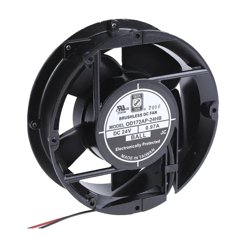 RS PRO Axial Fan 24V DC 399.3 m³/h Air Flow 23W Power 970 mA Current 172mm x 172mm x 51mm Ball Bearing Brushless 619-6680