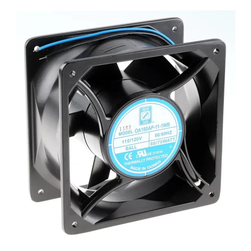 RS PRO AC Dual Ball Bearing Axial Fan 115V AC, 70W, 3200 RPM, 713.6 m³/h, IP44, 180mm × 180mm × 89mm IP44