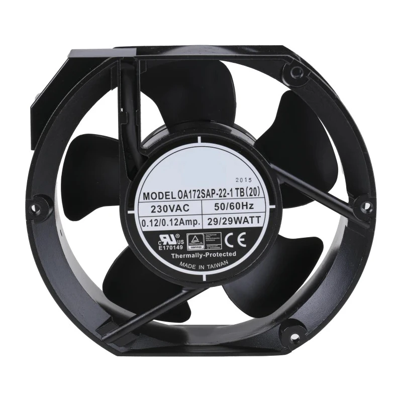 RS PRO AC Dual Bearing Axial Fan, 230V AC, 399.3 m³/h, 35 W, 150 mA Max Current, , 172 mm Frame, 150 mm Width, 51 mm IP44