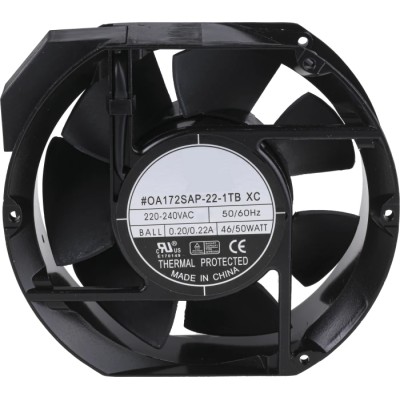 RS PRO AC Dual Ball Bearing Axial Fan 230V AC 50W 220mA Max 509.7m³/h IP44 172mm Frame Size IP44