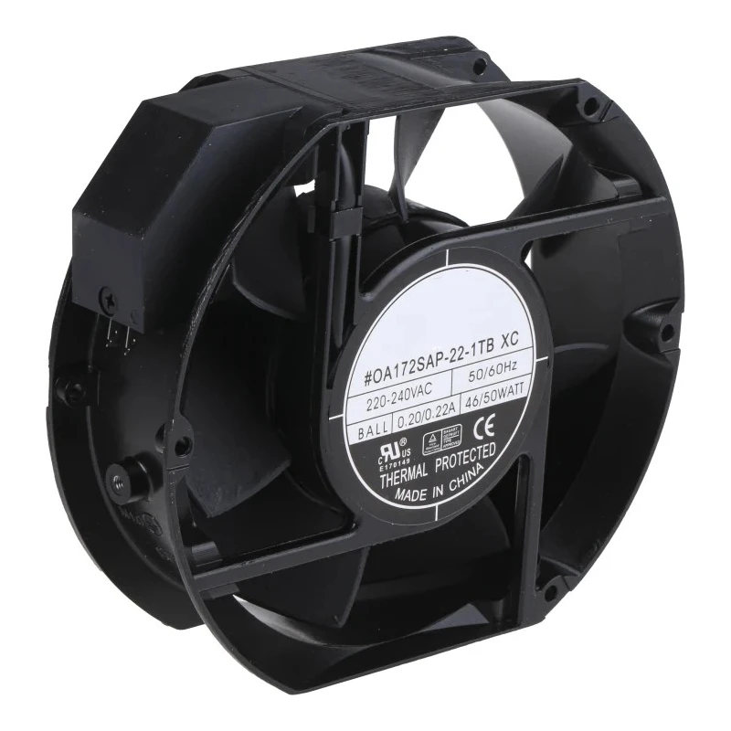 RS PRO AC Dual Ball Bearing Axial Fan 230V AC 50W 220mA Max 509.7m³/h IP44 172mm Frame Size IP44