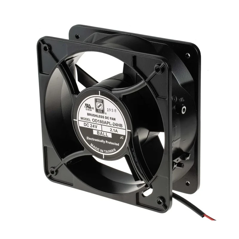 RS PRO Axial Fan 24V DC 798.5 m³/h Air Flow 24 W Power 2.1 A Max Current IP44 180mm x 180mm x 65mm IP44