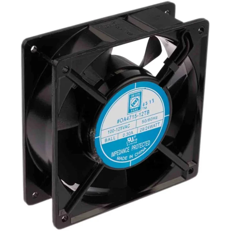 RS PRO AC Dual Ball Bearing Axial Fan, 115V AC, 24 W, 3000 RPM, 186.9 m³/h Airflow, IP44, 120 mm Frame Size IP44
