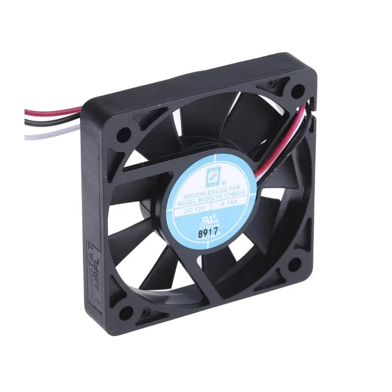 RS PRO Axial Fan, 12V DC, 1.68 W, 140 mA, 20.4 m³/h Airflow, 52 mm Square Frame, Ball Bearing, 6000 rpm 619-7093