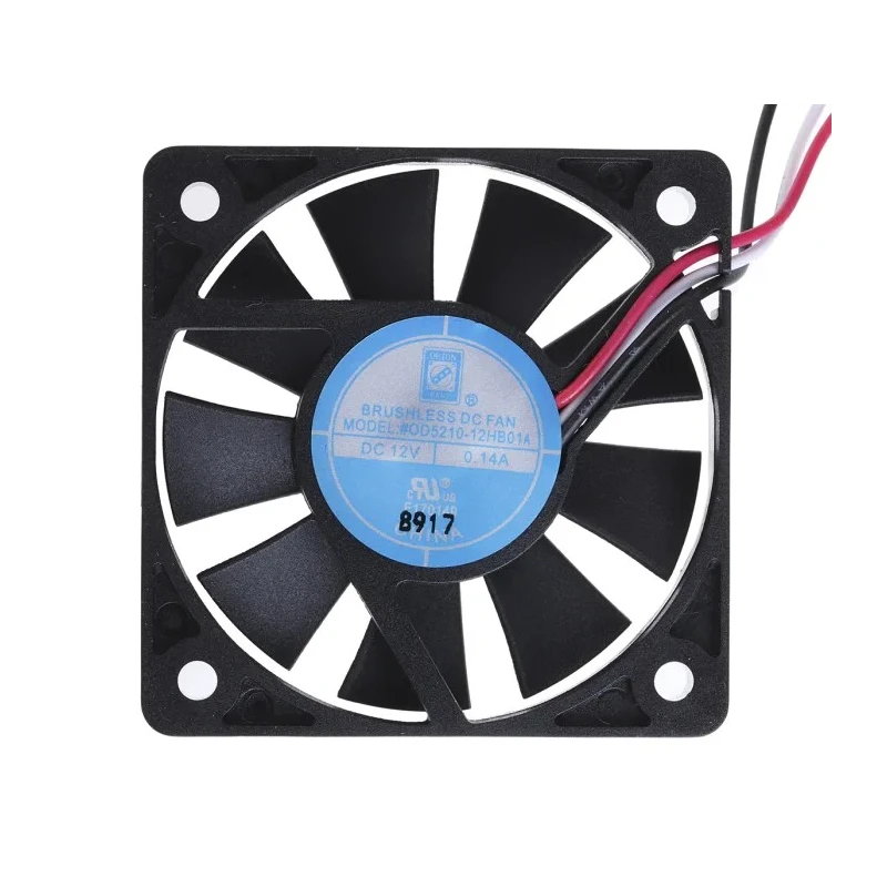 RS PRO Axial Fan, 12V DC, 1.68 W, 140 mA, 20.4 m³/h Airflow, 52 mm Square Frame, Ball Bearing, 6000 rpm 619-7093