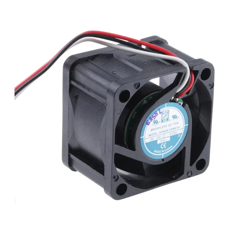 RS PRO Axial Fan 12V DC 20.4 m³/h Airflow 2.64 W Power 200 mA Current 40x40x28 mm OD4028 Series 619-7071