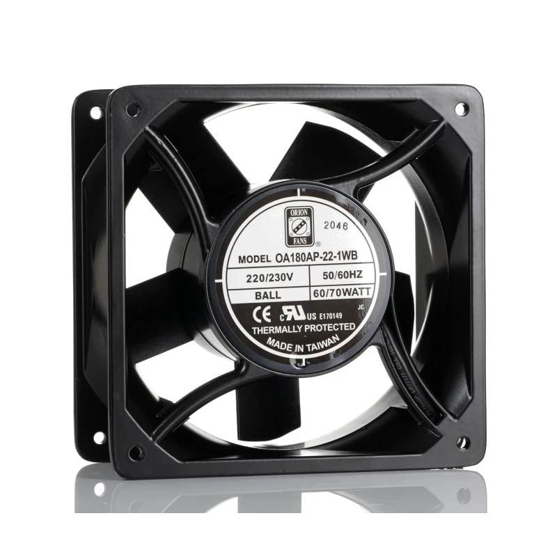 RS PRO Industrial AC Dual Ball Bearing Axial Fan 230V AC 62W 713.6 m³/h Airflow IP44 176 mm Square Frame IP44