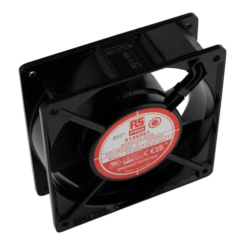 RS PRO AC Dual Ball Bearing Axial Fan 230V AC 24W 186.9 m³/h 3000 RPM IP44 120x120x38 mm IP44