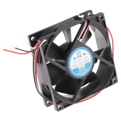 RS PRO Axial Fan 12V DC 68 m³/h Air Flow 2.9W Power 180mA Current 80x80x25 mm 3100 RPM 619-7116
