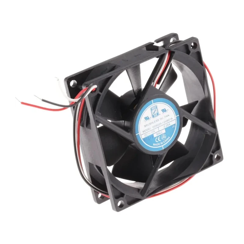 RS PRO Axial Fan 12V DC 68 m³/h Air Flow 2.9W Power 180mA Current 80x80x25 mm 3100 RPM 619-7116
