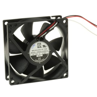 RS PRO 24V DC Axial Fan 80 x 80 x 25 mm, 68 m³/h Airflow, 2.41 W Power Consumption, Ball Bearing 619-7138