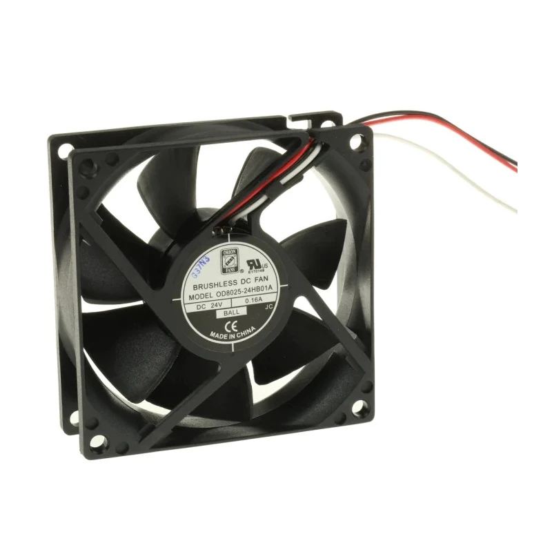RS PRO 24V DC Axial Fan 80 x 80 x 25 mm, 68 m³/h Airflow, 2.41 W Power Consumption, Ball Bearing 619-7138