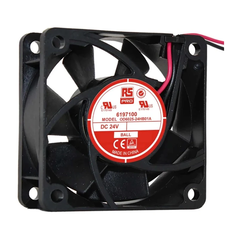 RS PRO Axial Fan, 24V DC, 3.5 W Power Consumption, 4500 RPM, 40.8 m³/h Air Flow, Ball Bearing 60x60x25 mm 619-7100